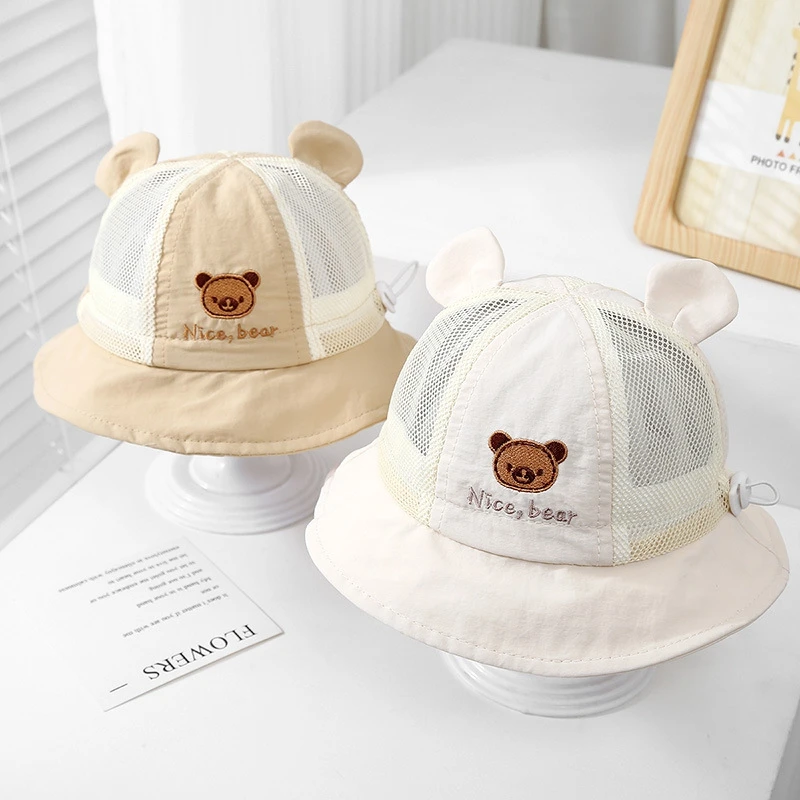 Gorra de pescador malla fina para bebé y niños, diseño oso - imagen 4