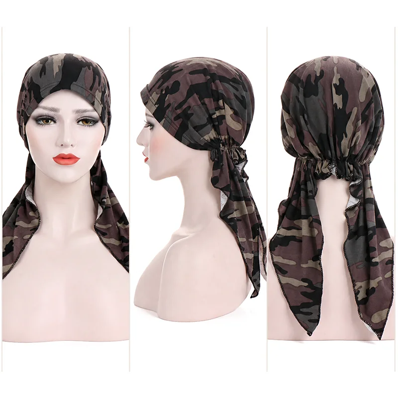 Gorro turbante floral transpirable de poliéster con lazo - imagen 4