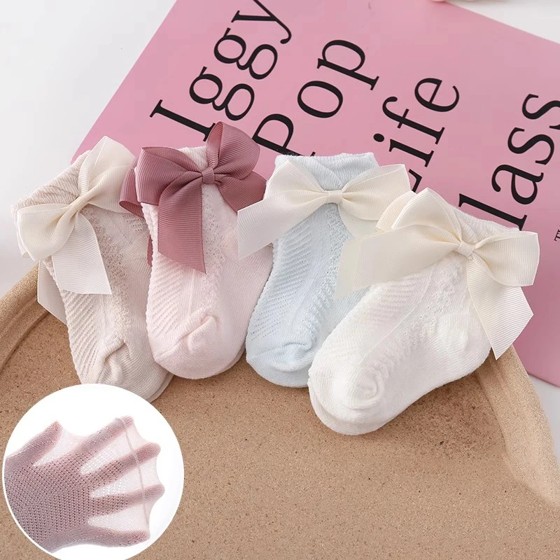 Calcetines verano bebé niña – Algodón transpirable con lazo