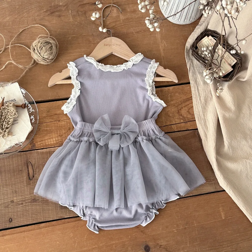 MILANCEL conjunto de verano para bebé con camiseta de encaje y bermudas