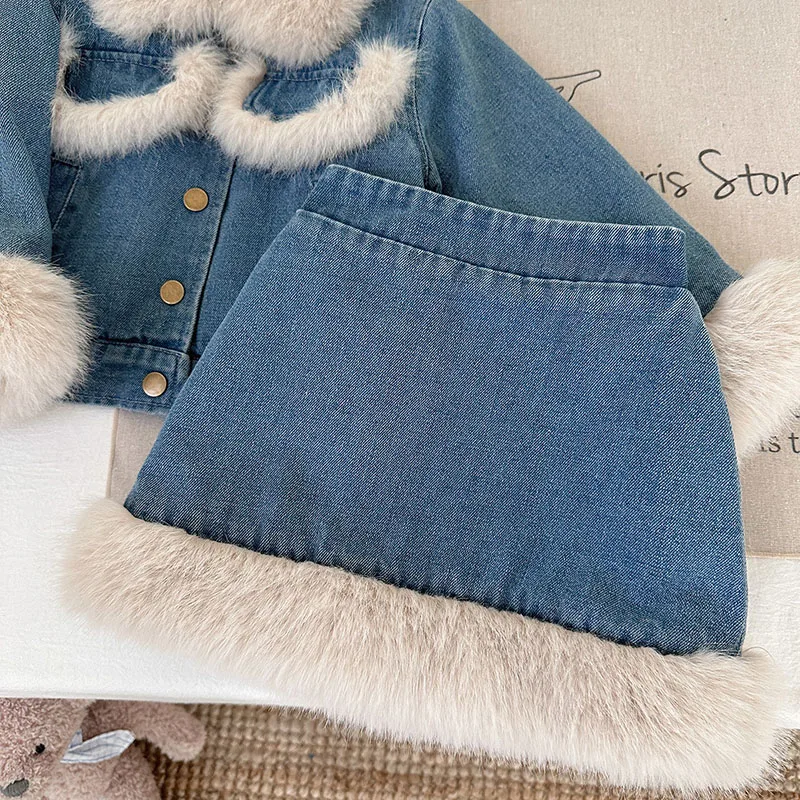 MILANCEL conjunto otoño niña chaqueta vaquera y falda para diario - imagen 2