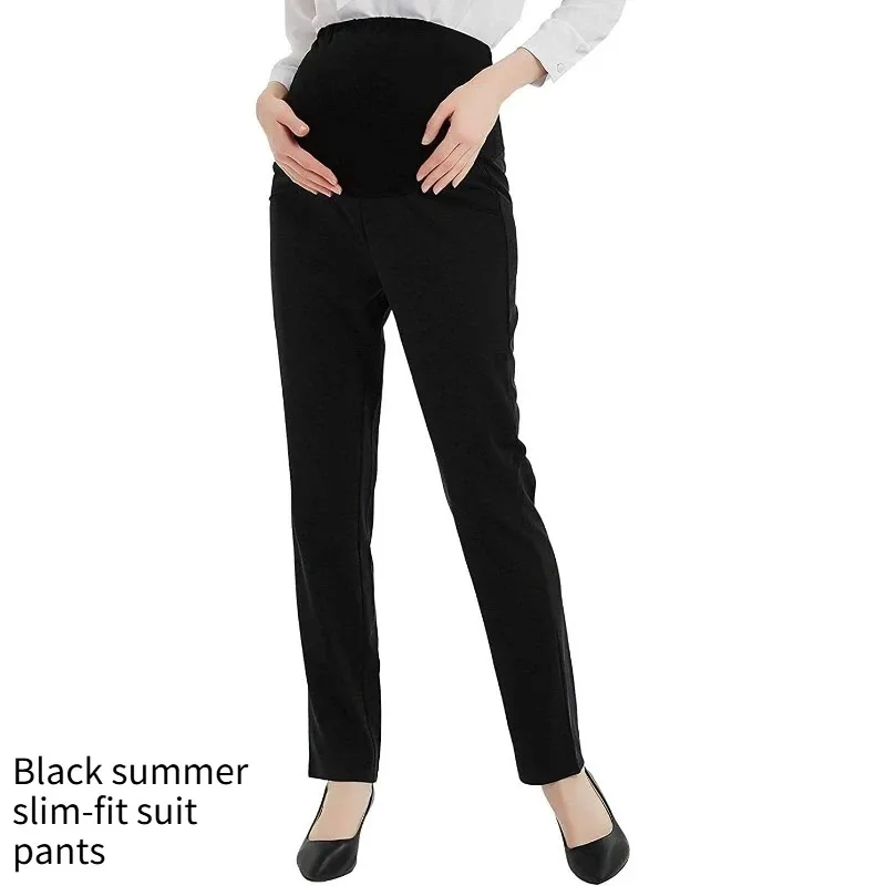 Pantalones vaqueros de maternidad cintura alta elástica para oficina - imagen 3