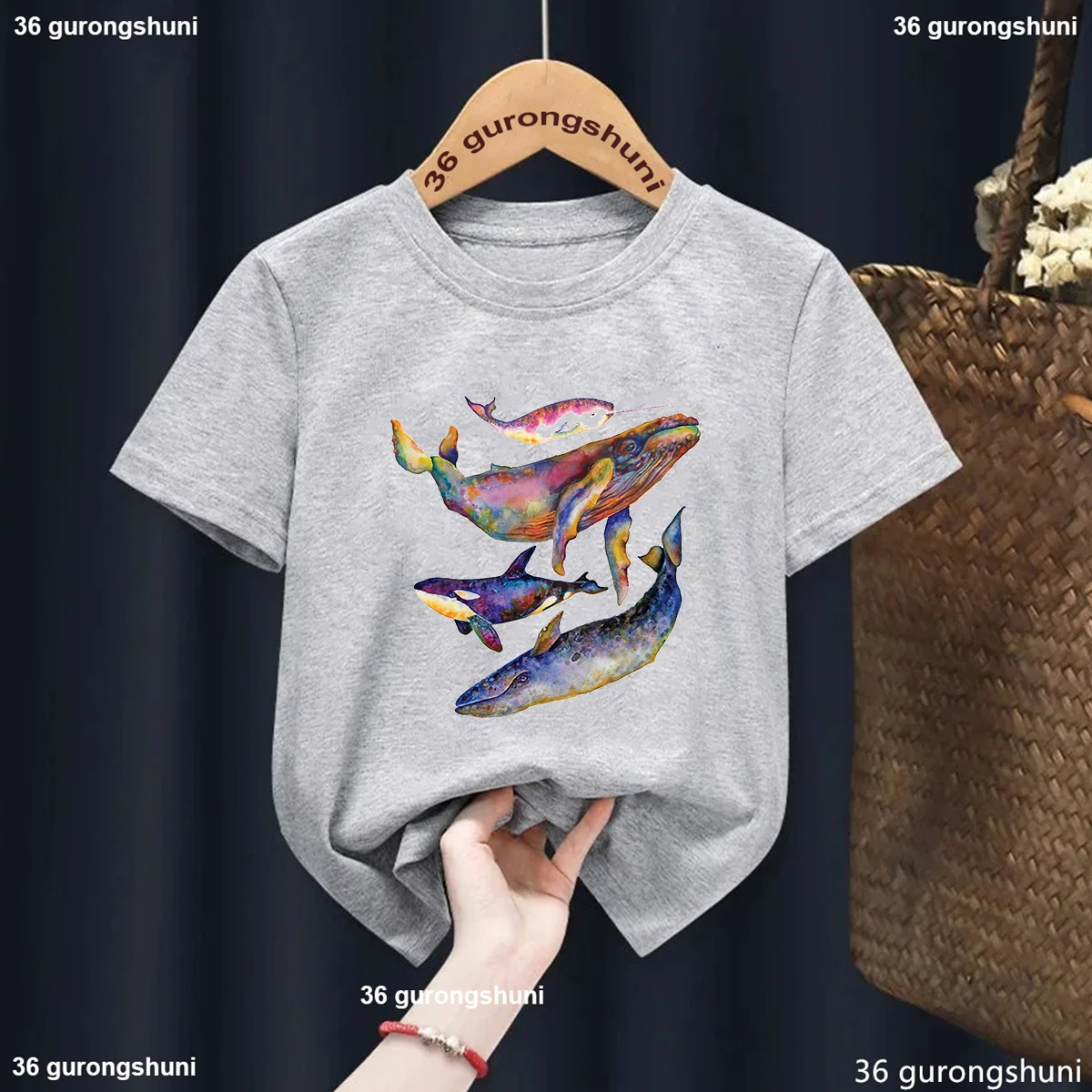 Camiseta con estampado de delfín en acuarela para niños y niñas - imagen 2
