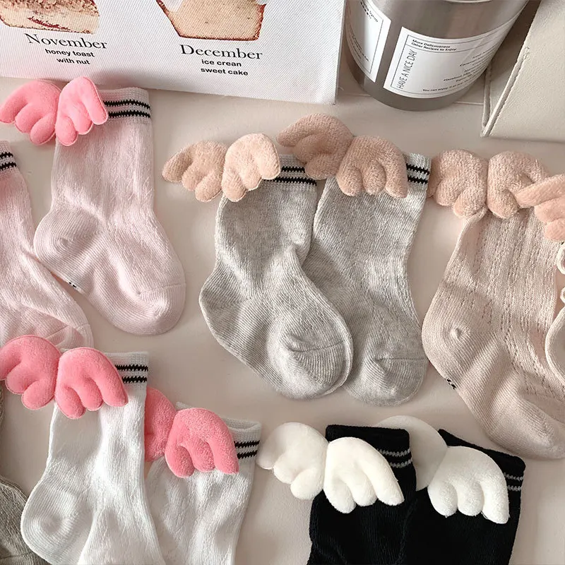 Calcetines bebé malla de algodón estilo coreano con alas - imagen 5
