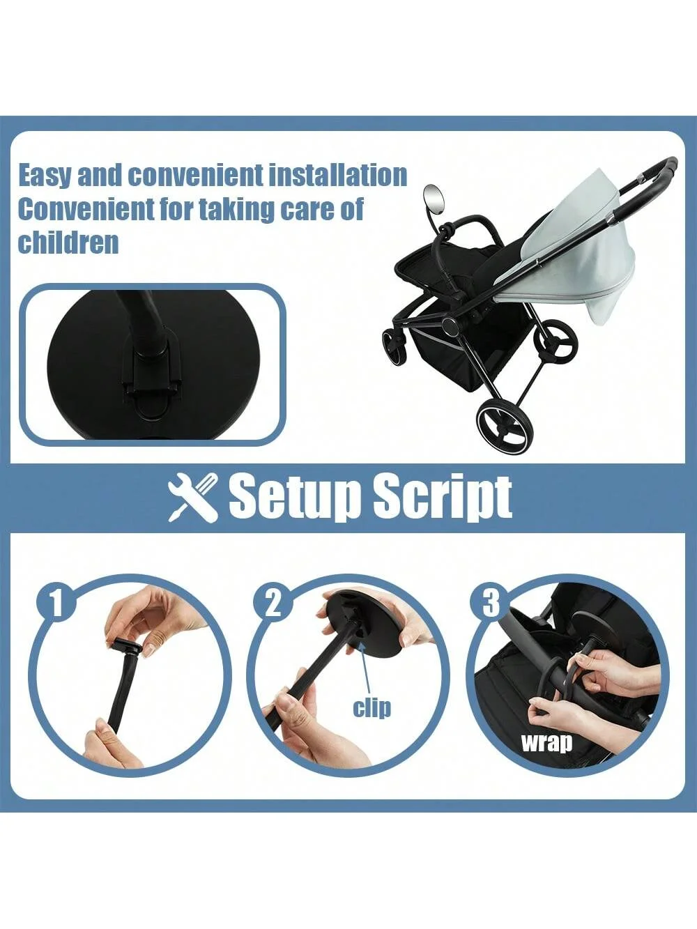Espejo para cochecito ajustable 360° giratorio resistente - imagen 5
