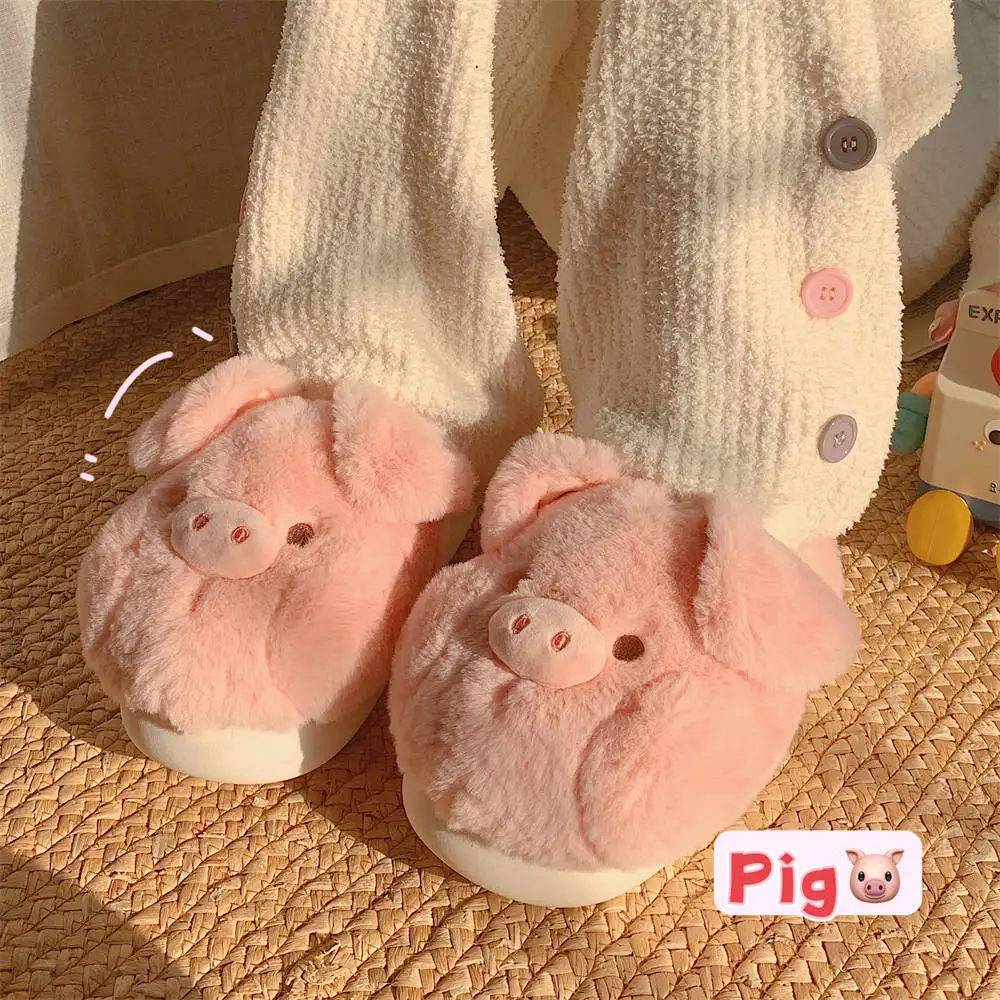 Pantuflas de felpa con cerdito rosa antideslizantes para niñas - imagen 2