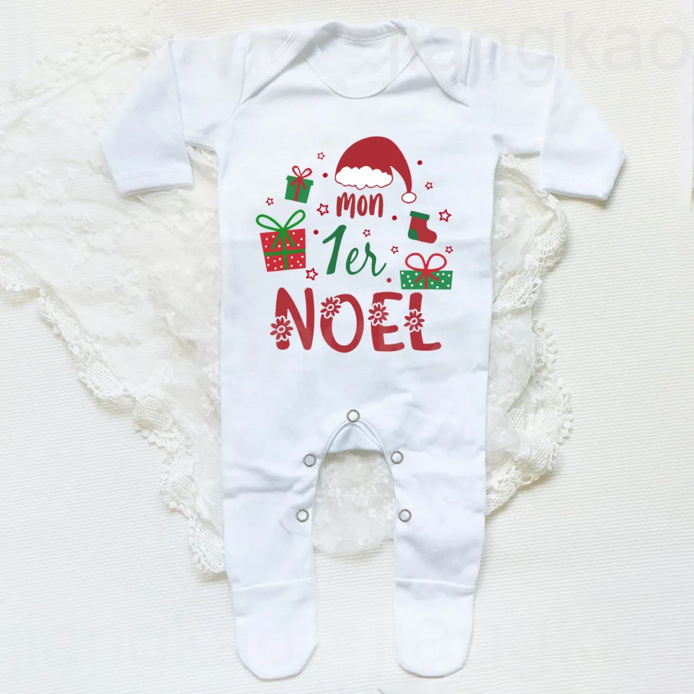 Pelele bebé Navidad de manga larga con estampado francés - imagen 2