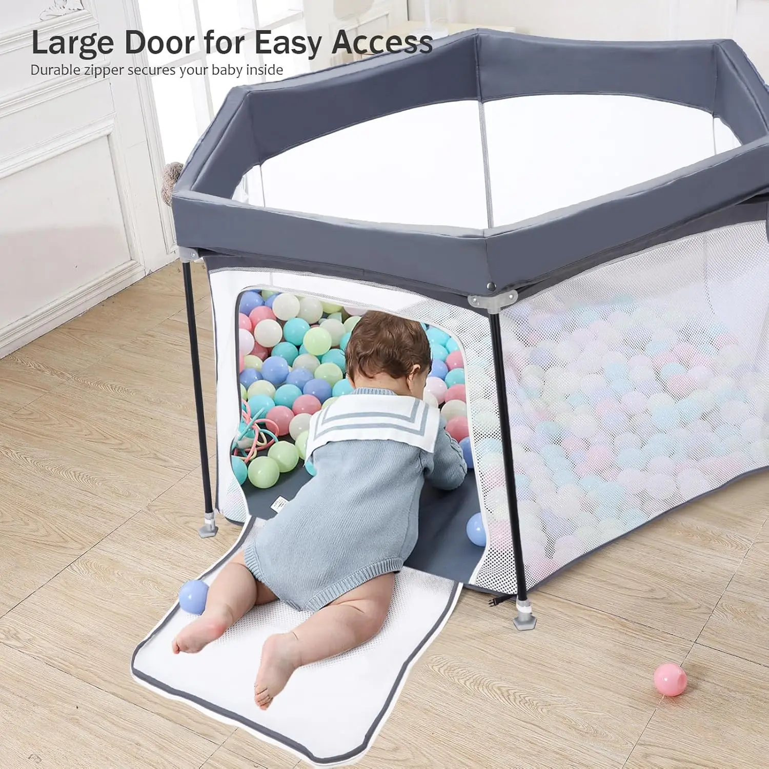 UBRAVOO Parque infantil hexagonal plegable para bebés seguro - imagen 3
