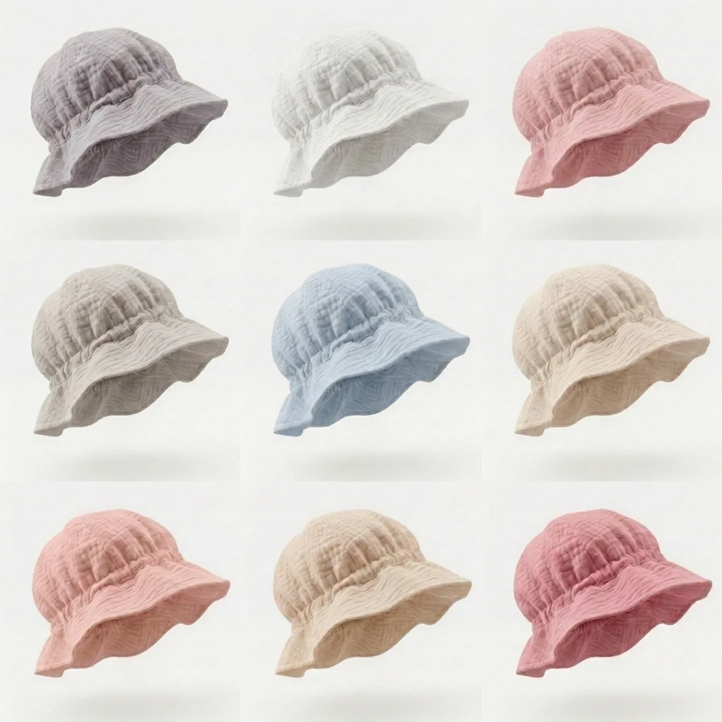 Gorra Panamá de muselina para bebés y niños, algodón suave
