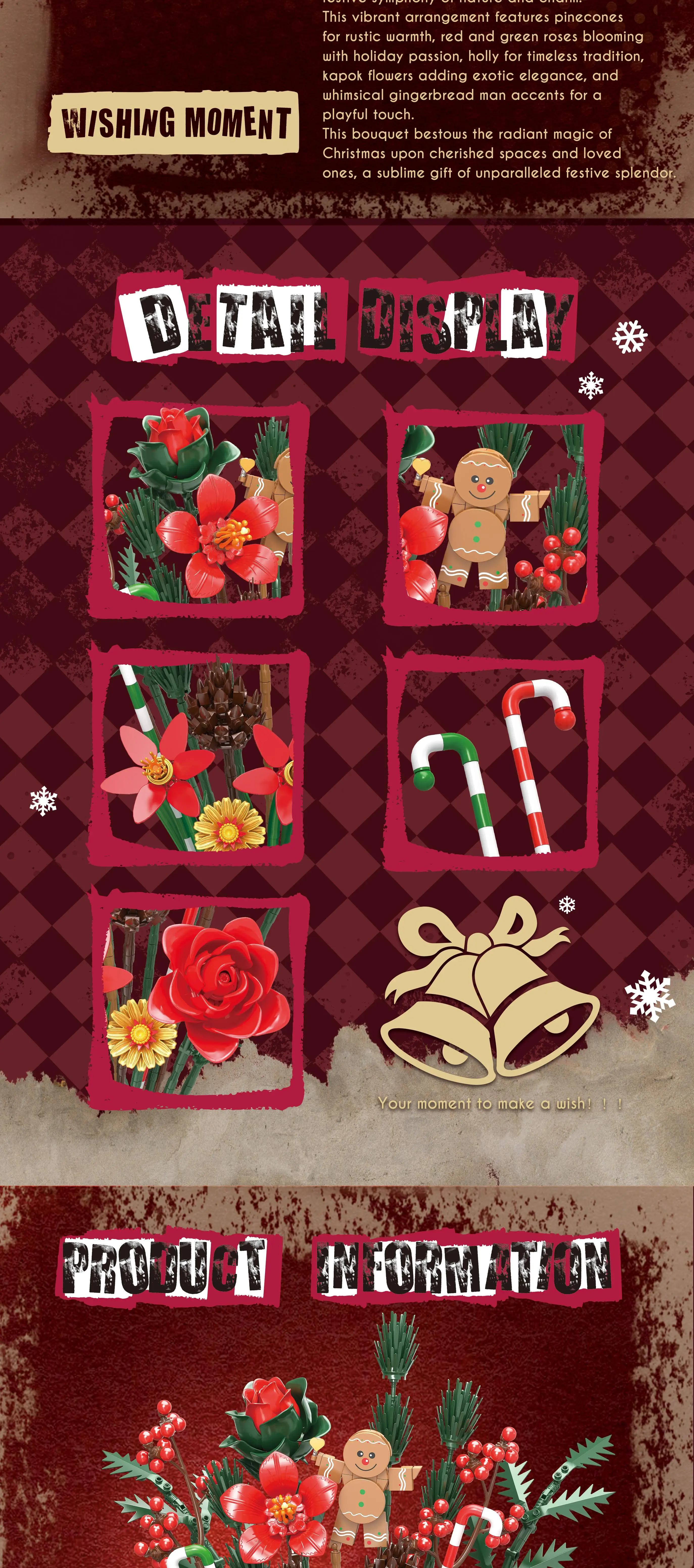 Detalle floral y elementos navideños