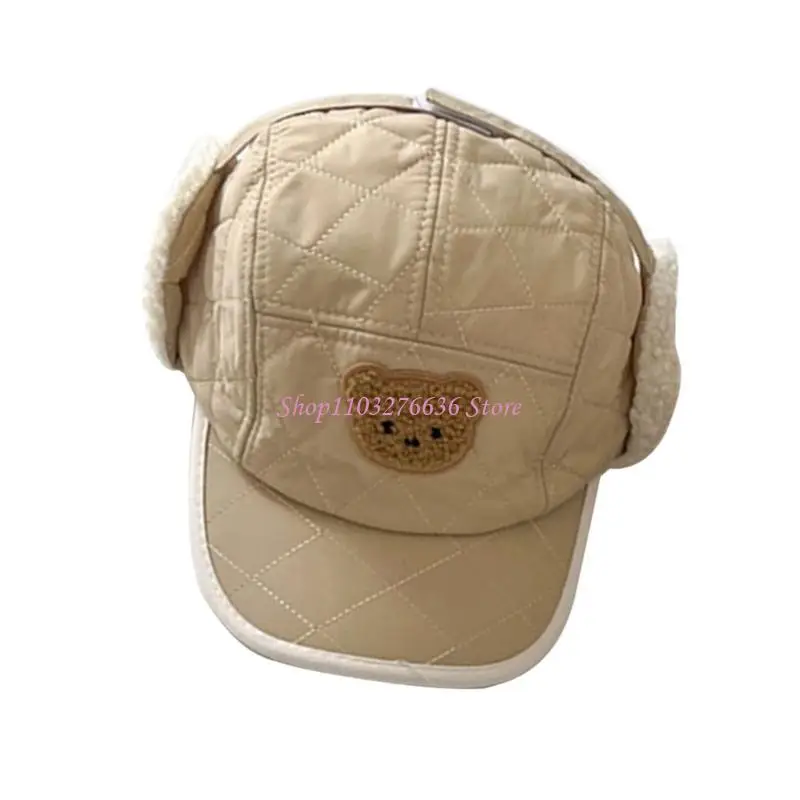 R6FD Gorro con orejeras de invierno para bebé – patrón oso - imagen 3