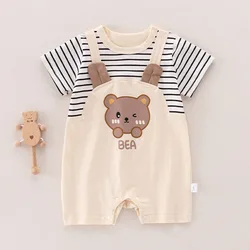 Pelele de verano para bebé manga corta de oso transpirable casual