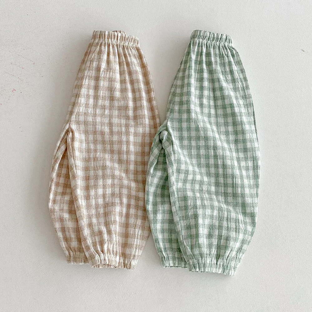 Pantalones de lino a cuadros Harlan anti-mosquitos para niños