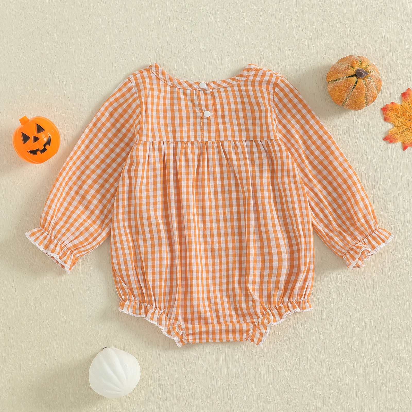 Tregren pelele de Halloween a cuadros con bordado de calabaza - imagen 4