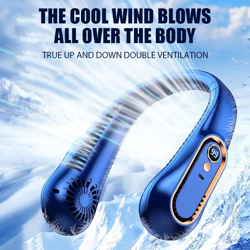Ventilador de cuello colgante recargable por USB silencioso con LED - imagen 3