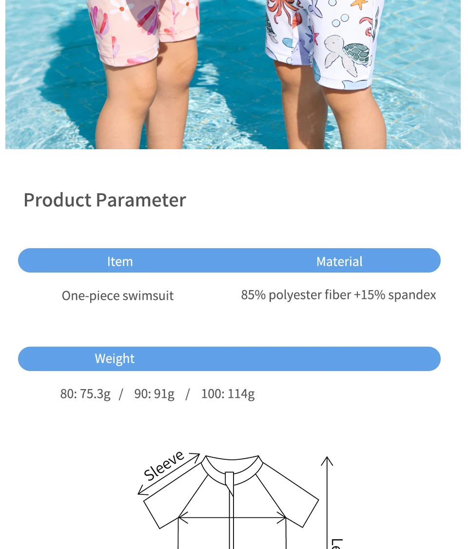 Detalle del diseño y cortes del traje de baño infantil