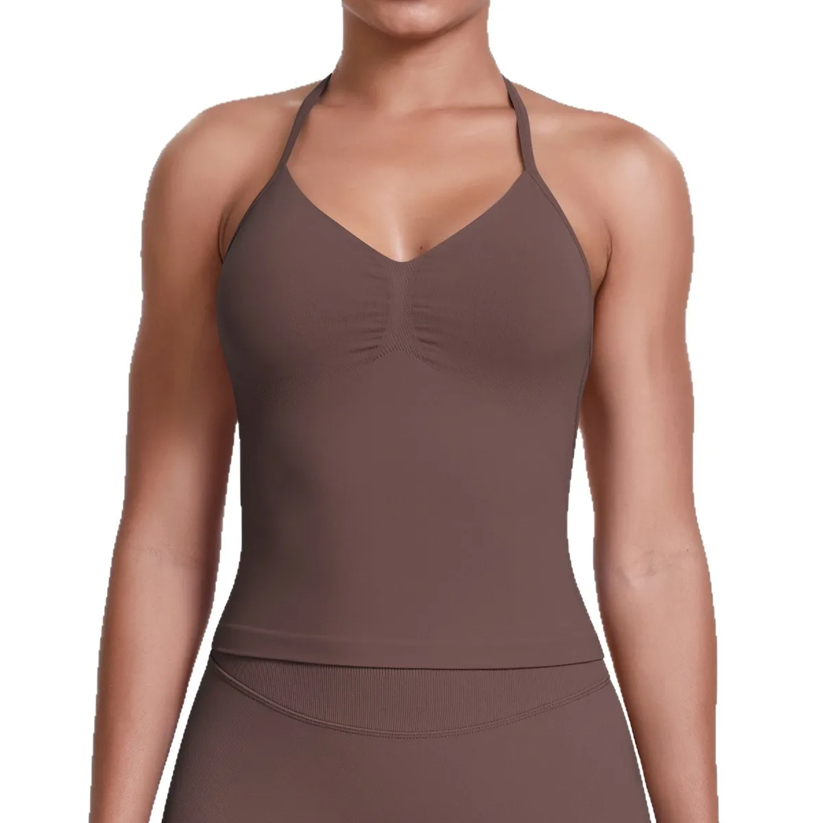 Chaleco deportivo sin costuras de tirantes para correr y yoga