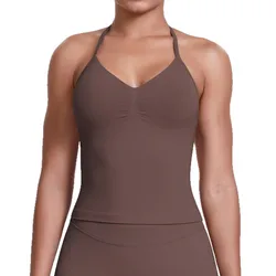 Chaleco deportivo sin costuras de tirantes para correr y yoga