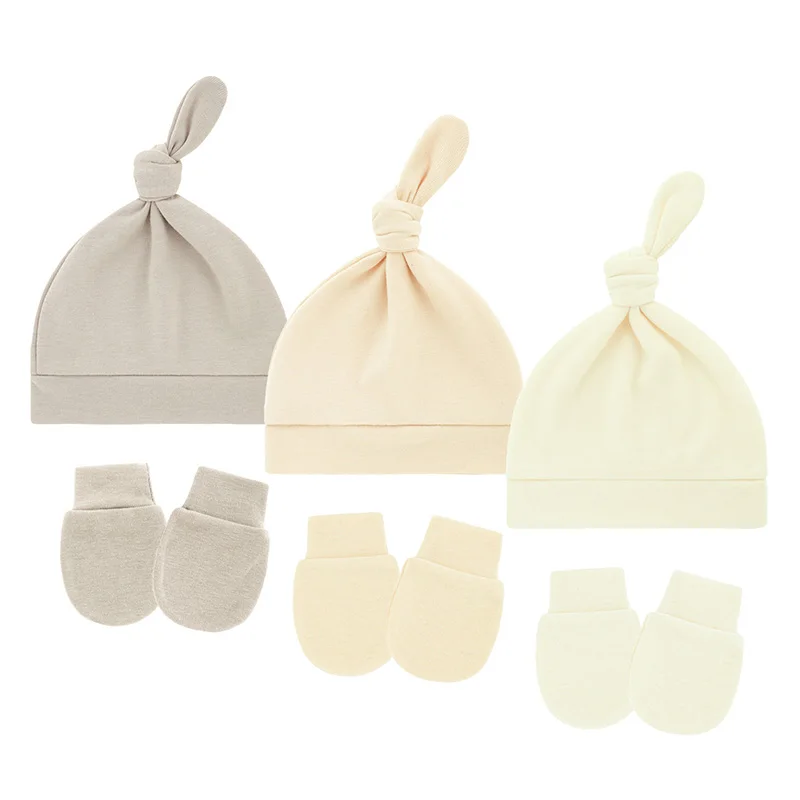 Conjunto gorro y guantes de bebé algodón suave para invierno - imagen 3