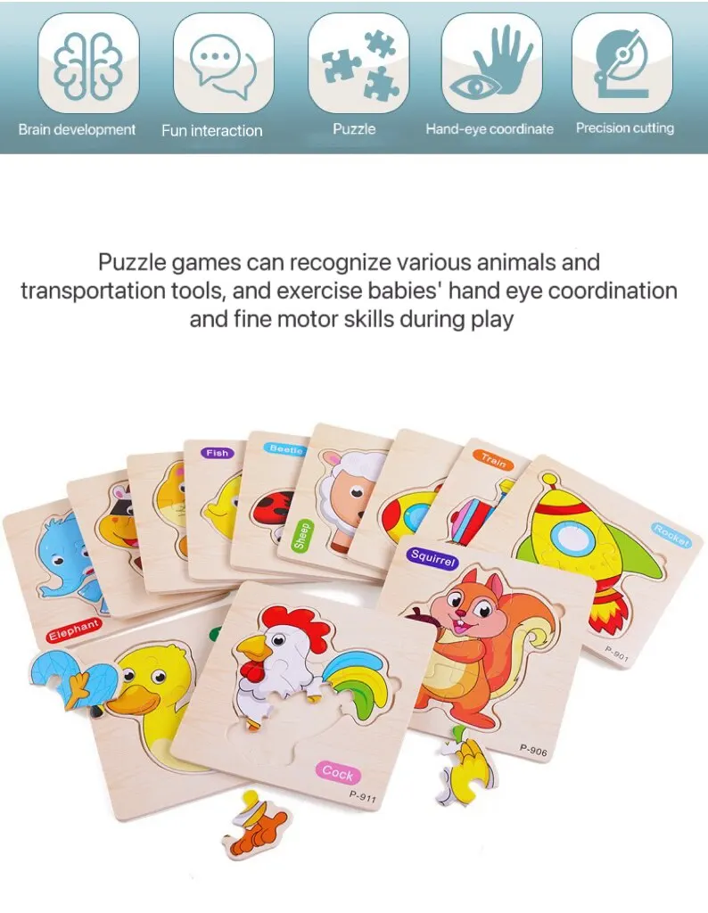 Puzle de 3 piezas de colores aleatorios para niños