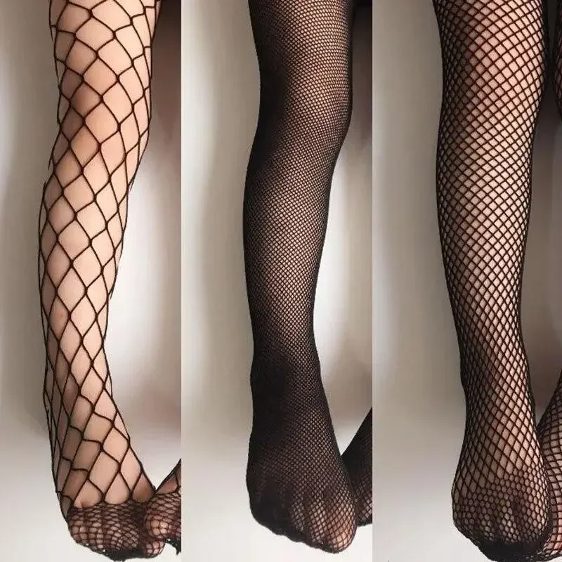 Pantimedias de rejilla rojas y negras para baile – Niñas - imagen 2