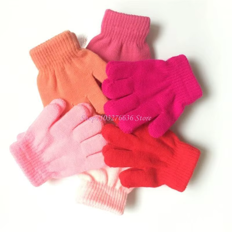 Guantes de invierno para niños con diseño de dedo completo y colores variados