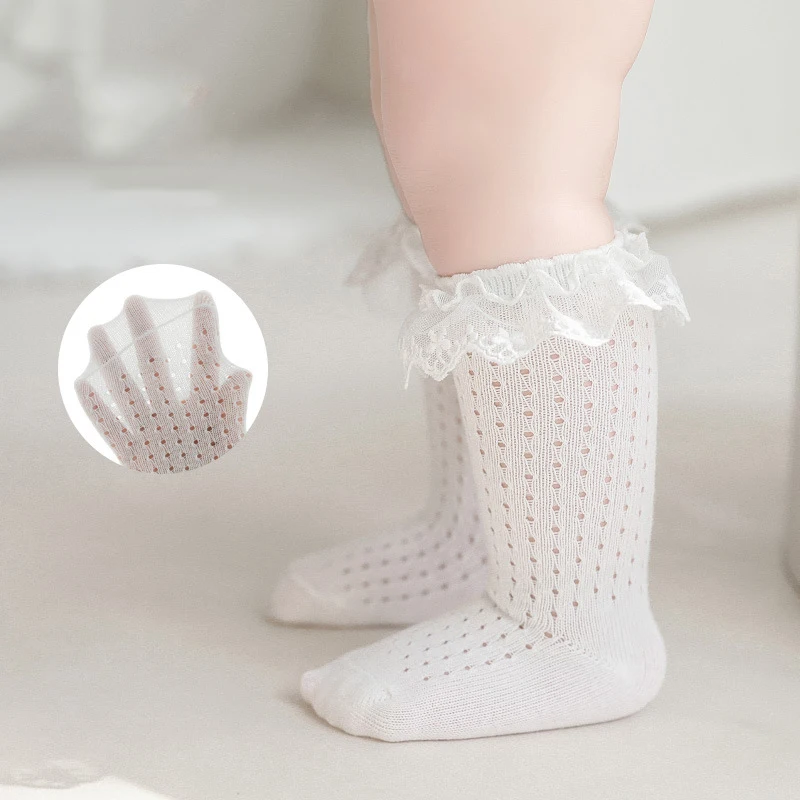 Calcetines largos de encaje suave para niñas malla estilo princesa - imagen 3