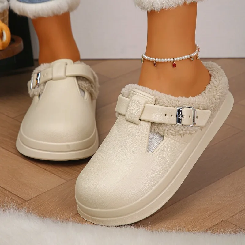 Zapatillas peludas impermeables de felpa con suela antideslizante - imagen 4