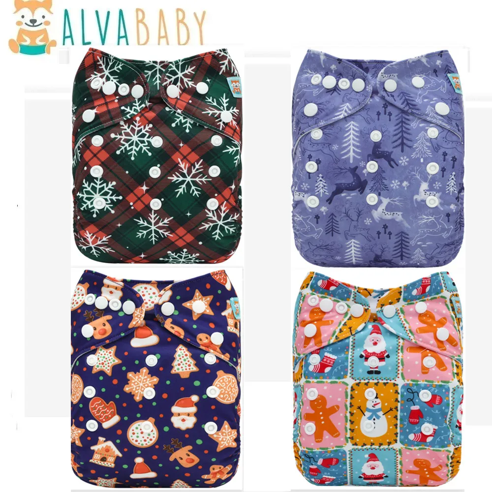 Pañal de tela ALVABABY navideño ajustable con broches ecológicos - imagen 4