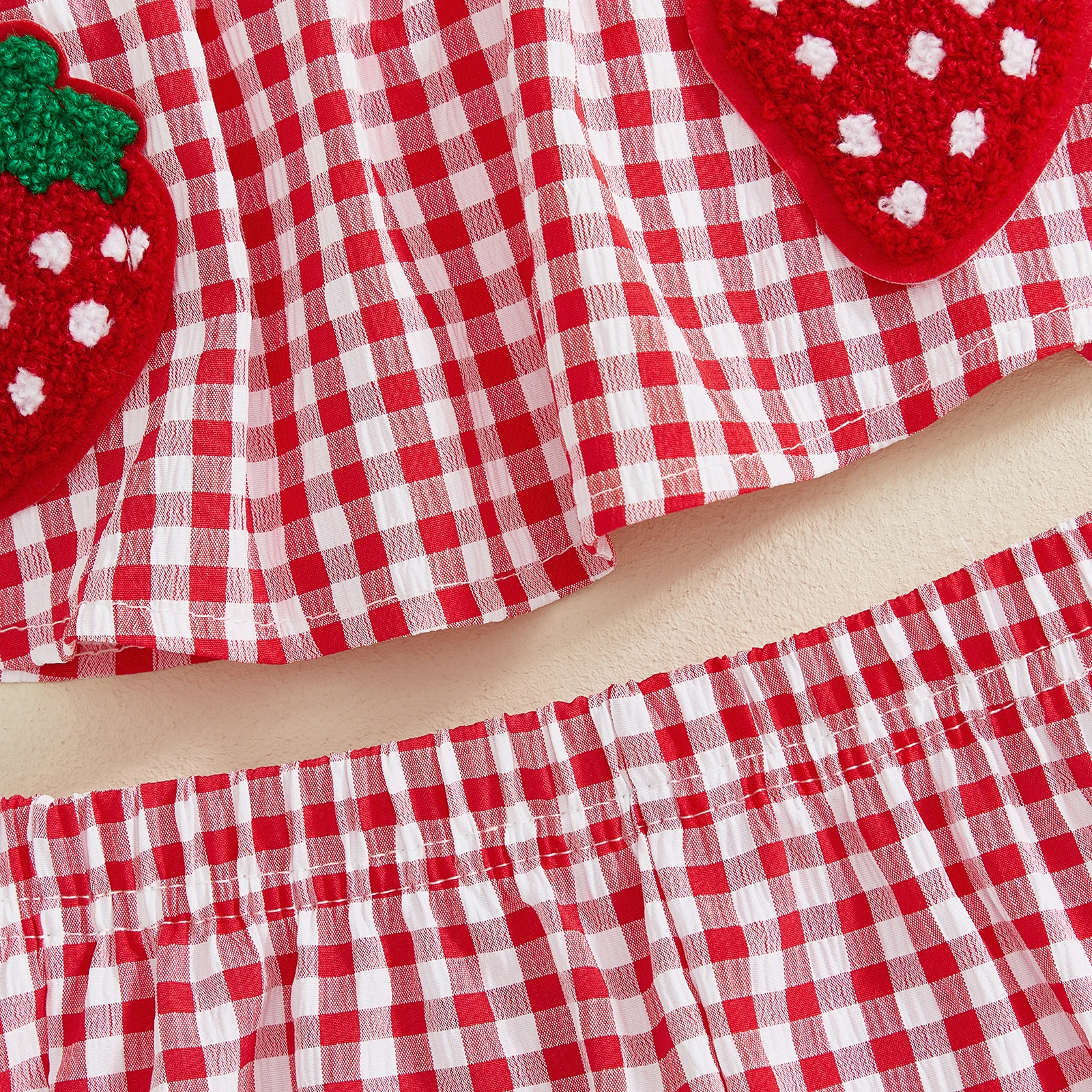 Conjunto niña de camisetas sin mangas y pantalón corto con lazos cuadros - imagen 4