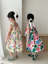 Vestido sin espalda de verano con tirantes para niñas y niños