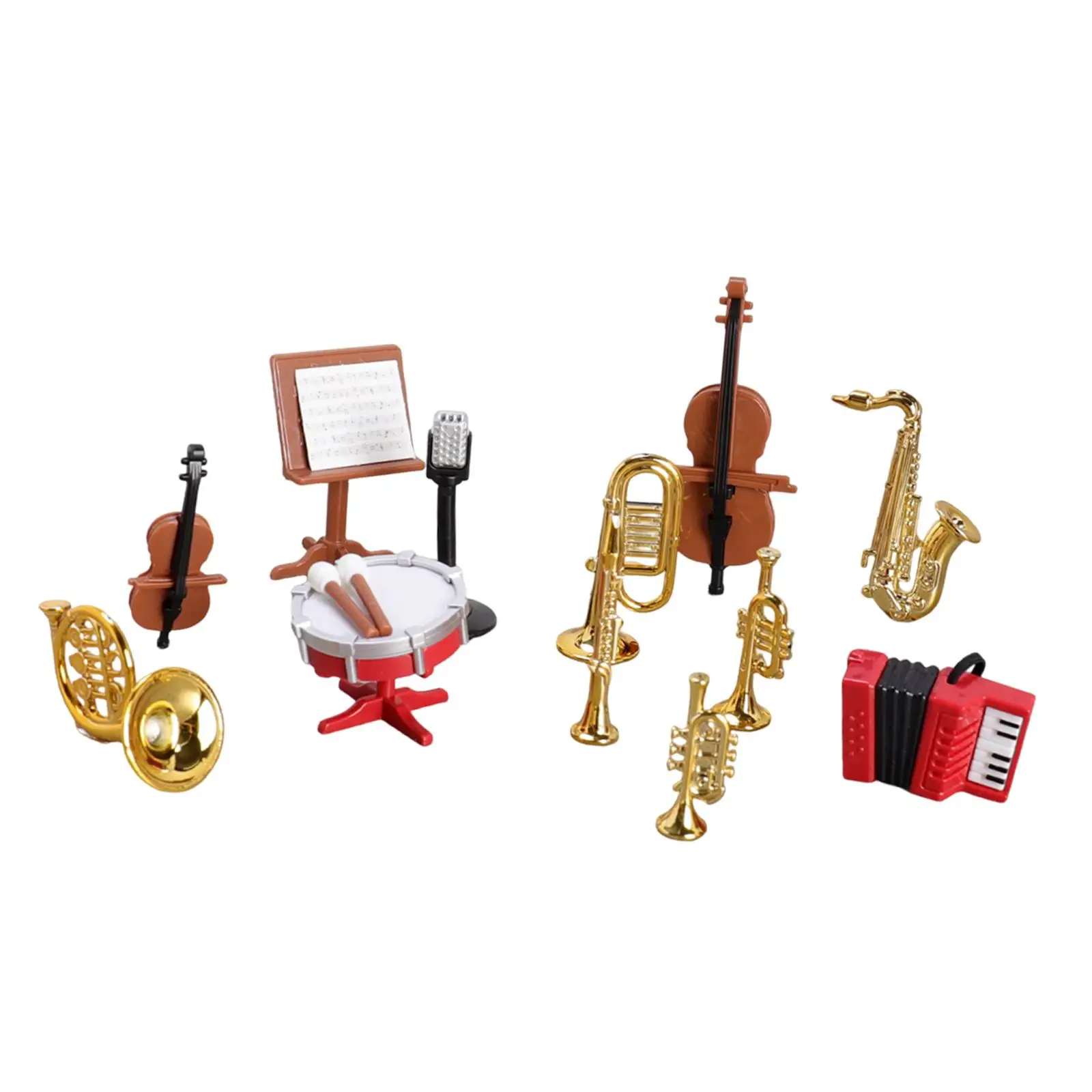 Instrumentos musicales en miniatura con violín y tambor para muñecas - imagen 2