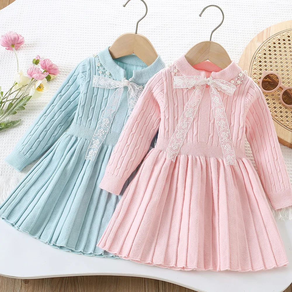 Vestido de lana para niña de punto – Otoño e invierno