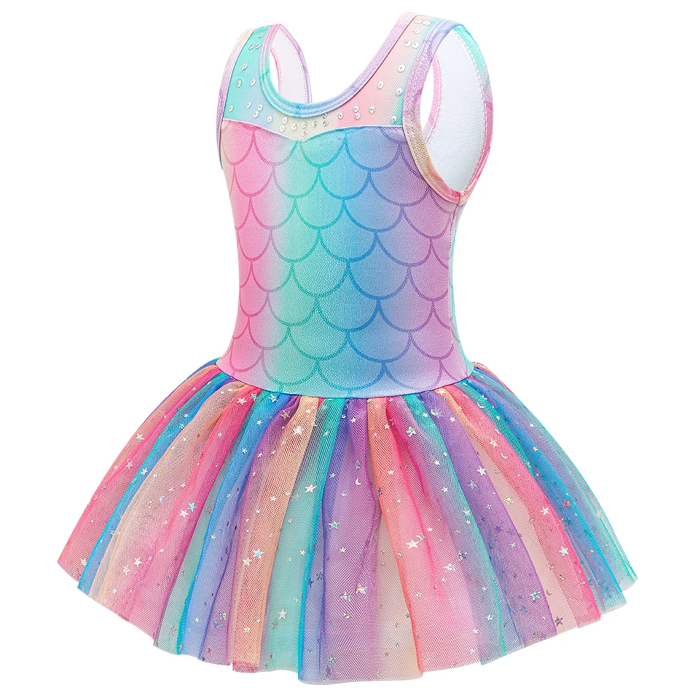 Leotardos de ballet para niñas con malla brillante sin mangas - imagen 2