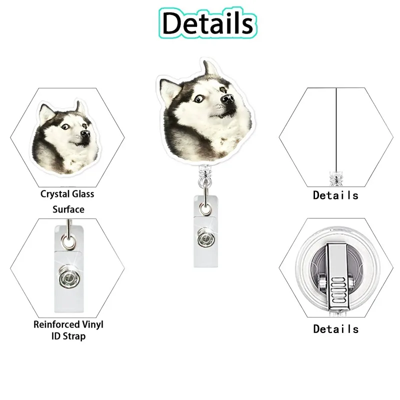 Porta credenciales retráctil de acrílico con perro divertido - imagen 5
