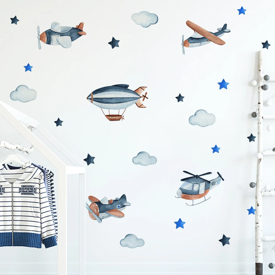 Pegatinas de avión acuarela para habitación infantil - imagen 3