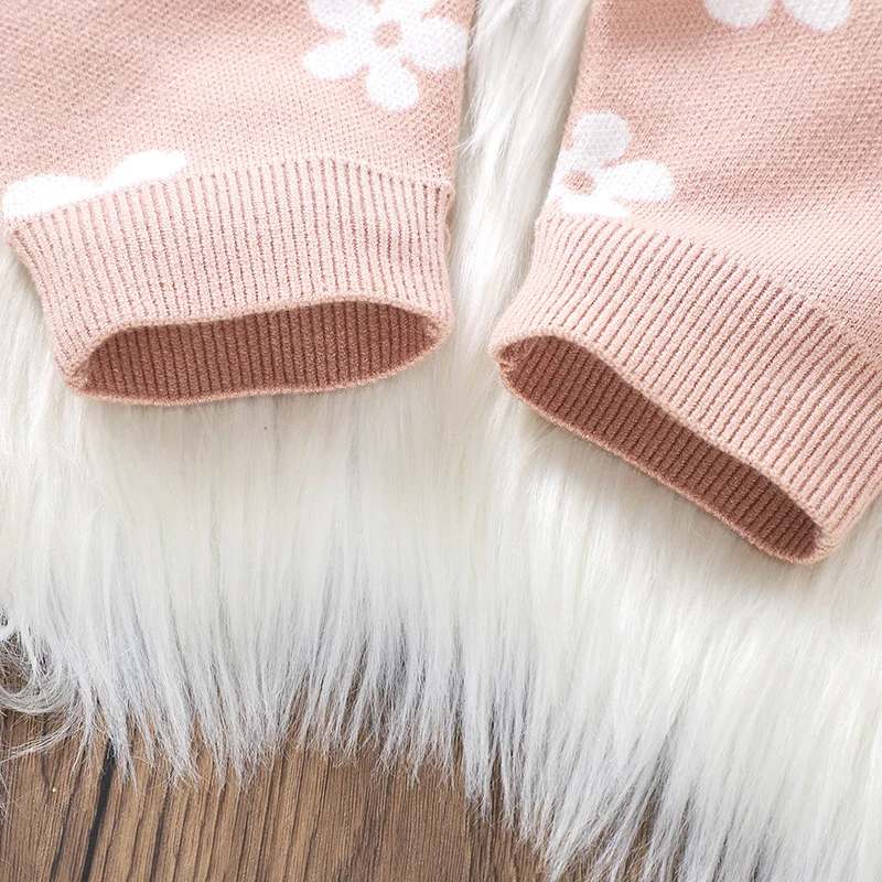 Monos de punto floral rosa algodón suave para bebé niña primavera - imagen 4