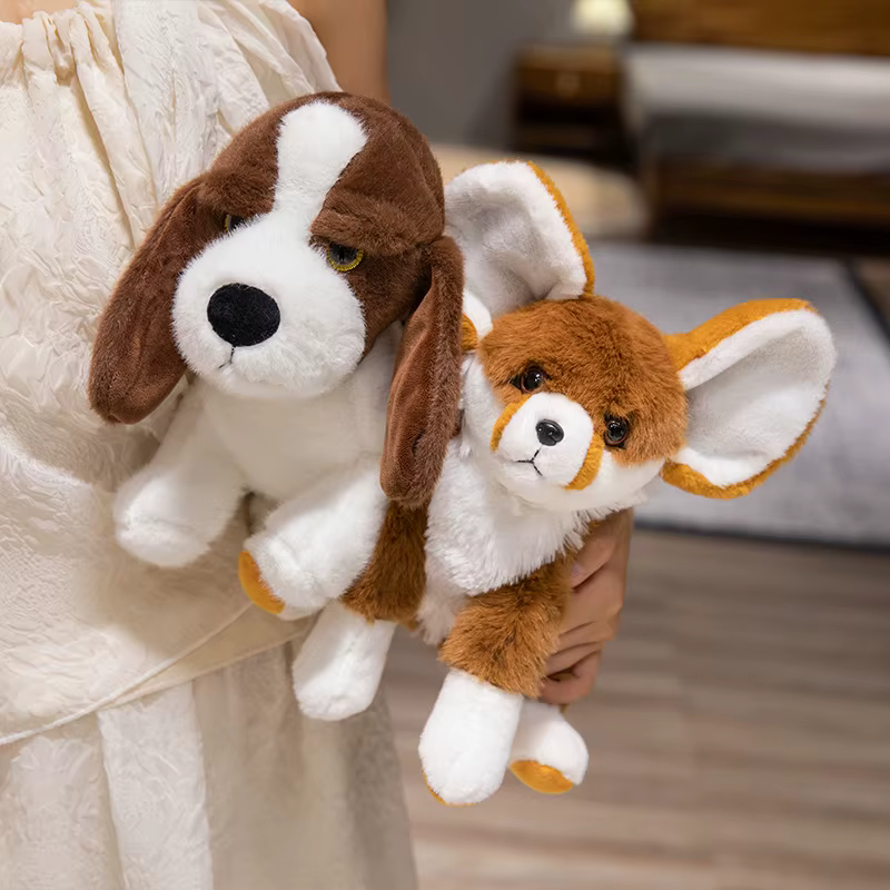 Peluche zorro fennec y basset hound suave – Juguete infantil 25-28 cm