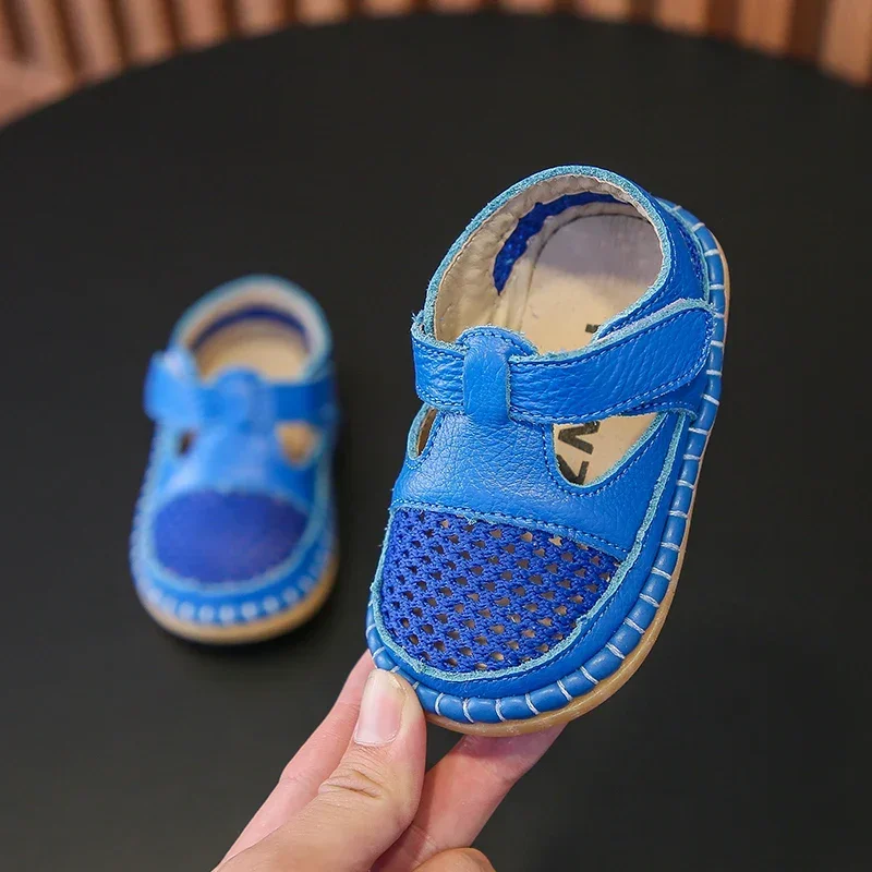 Sandalias infantiles de piel auténtica con suela suave para verano - imagen 4