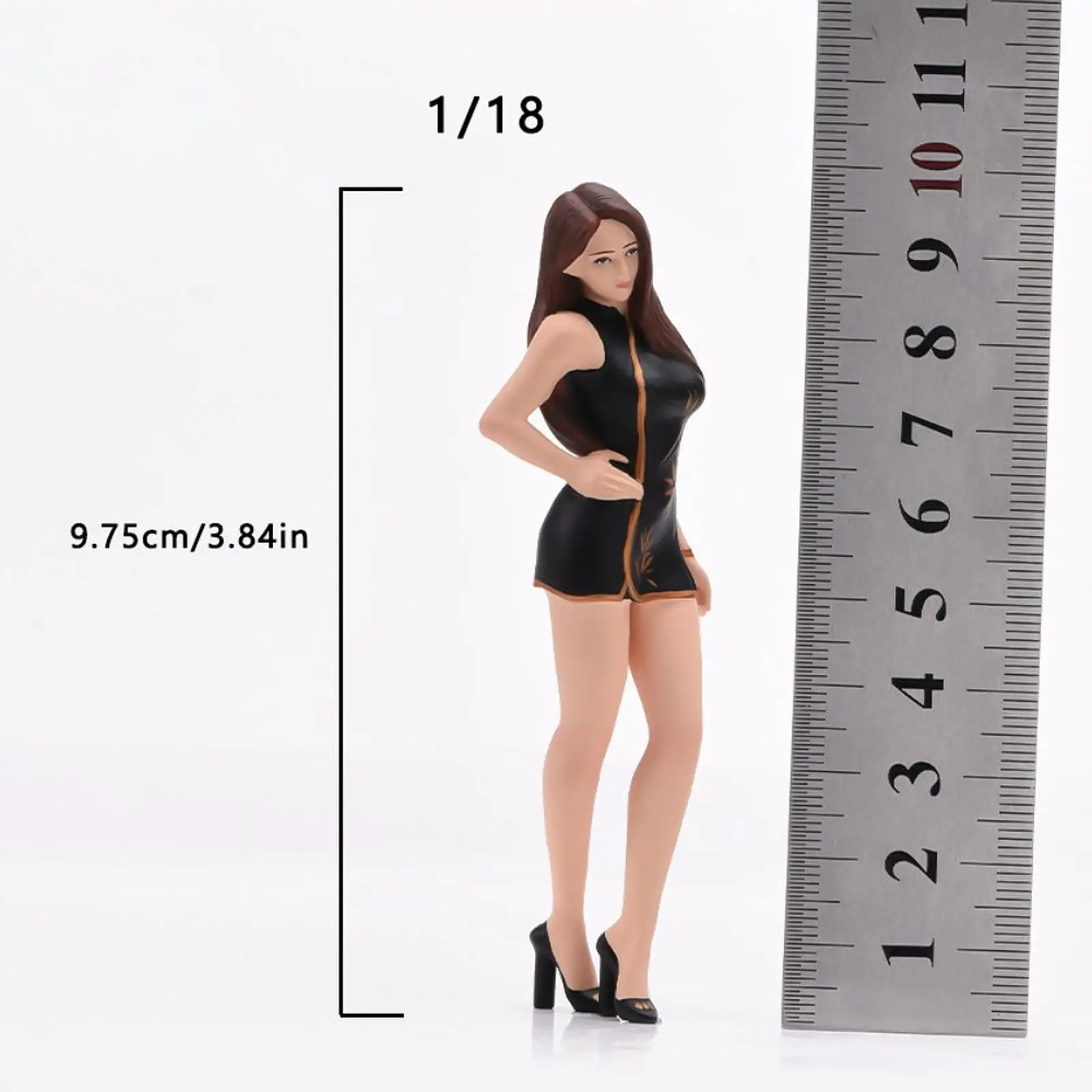 Figura de niña en miniatura con cheongsam y pelo largo - imagen 3