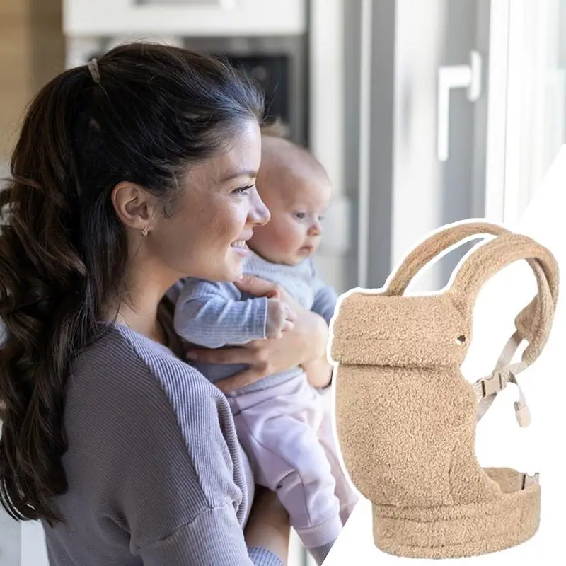 Portabebés ergonómico de felpa frontal para invierno térmico antifrío - imagen 5