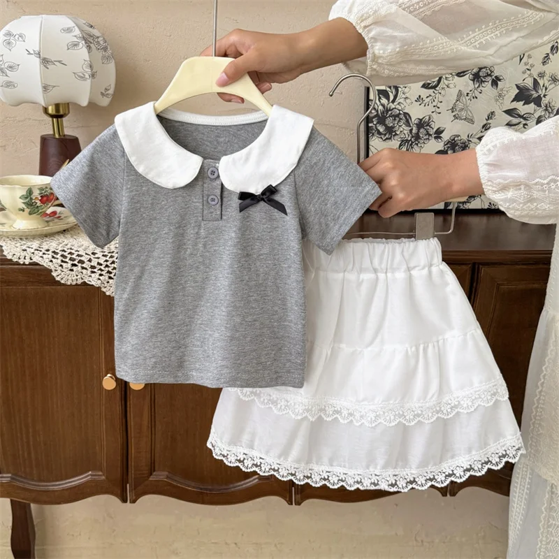 Conjunto verano niña: blusa lazo y falda de volantes - imagen 2
