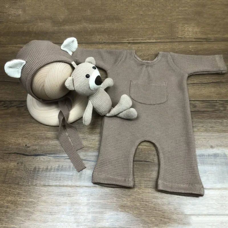 Accesorios para fotos de bebé recién nacido – gorro oso y pelele