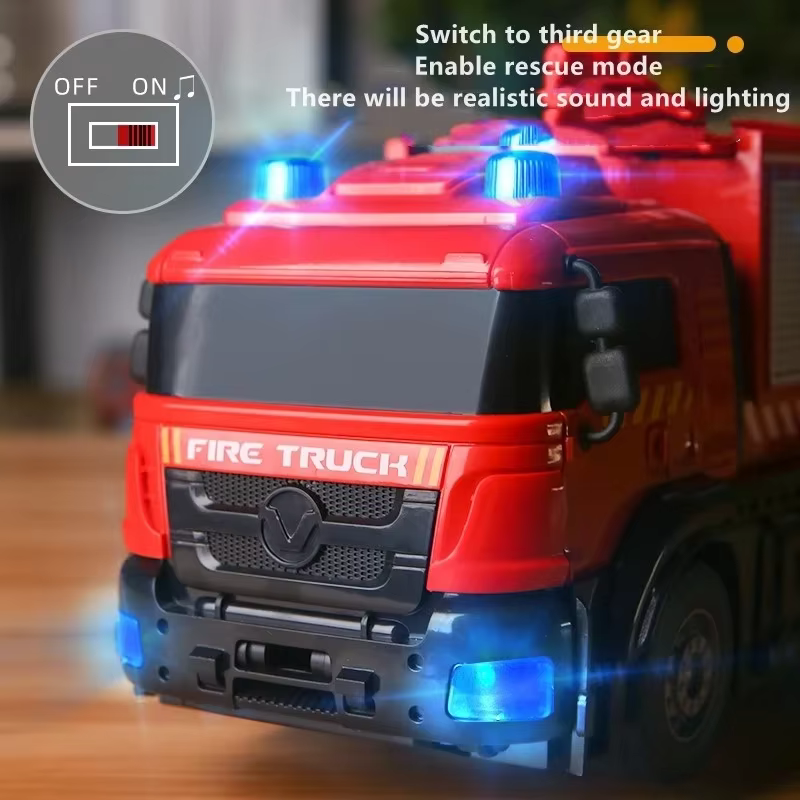 Camión de bomberos teledirigido RC transformable con luces y agua - imagen 4