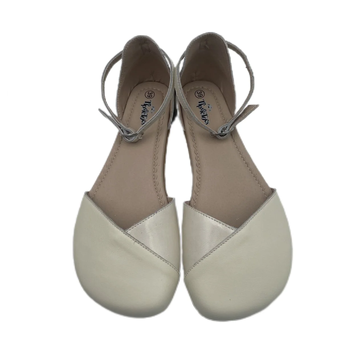 Tipsietoes Sandalias planas de cuero genuino para pie ancho, ligeras - imagen 5
