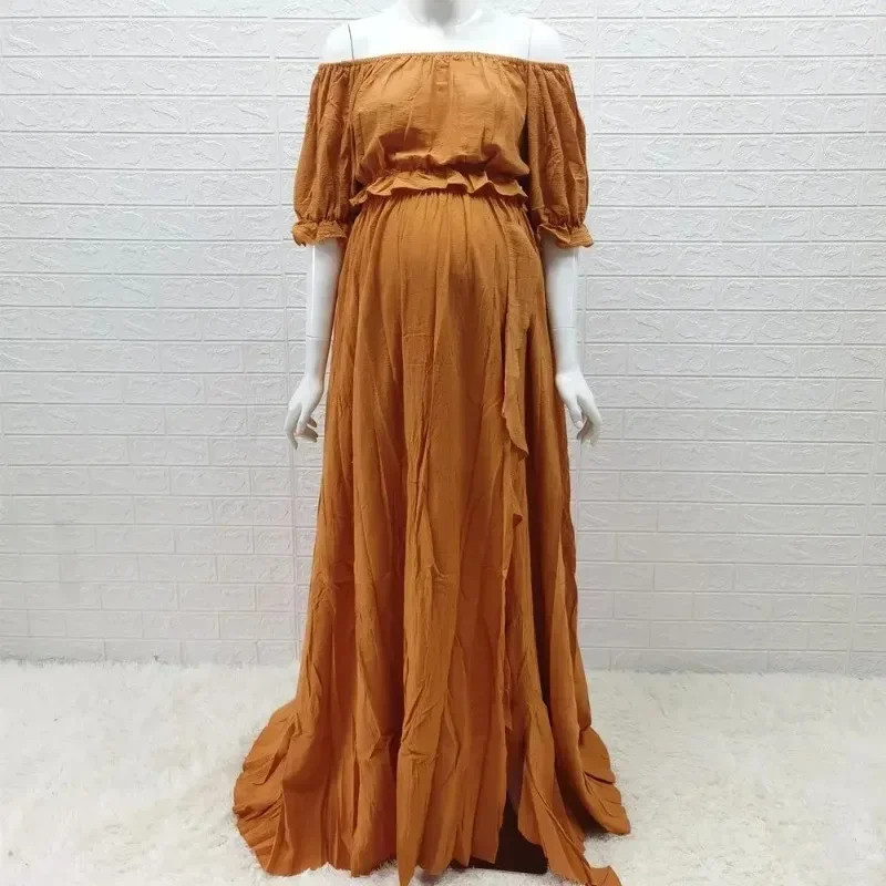 Vestido de maternidad largo de algodón bohemio oxidado para sesión - imagen 5