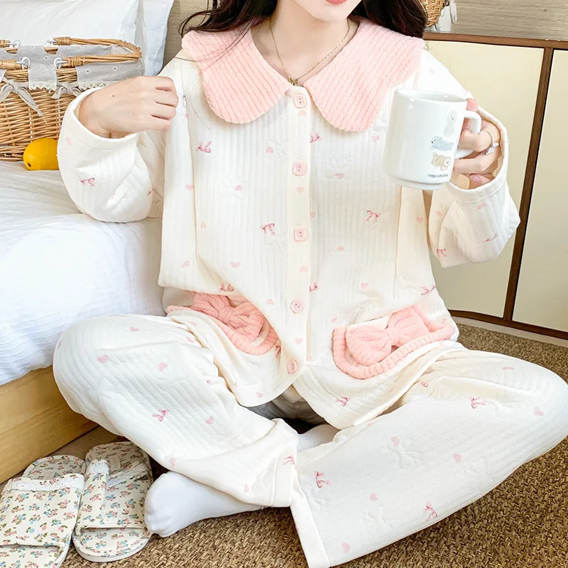Pijama de lactancia y premamá de algodón – cómodo para el hogar - imagen 2