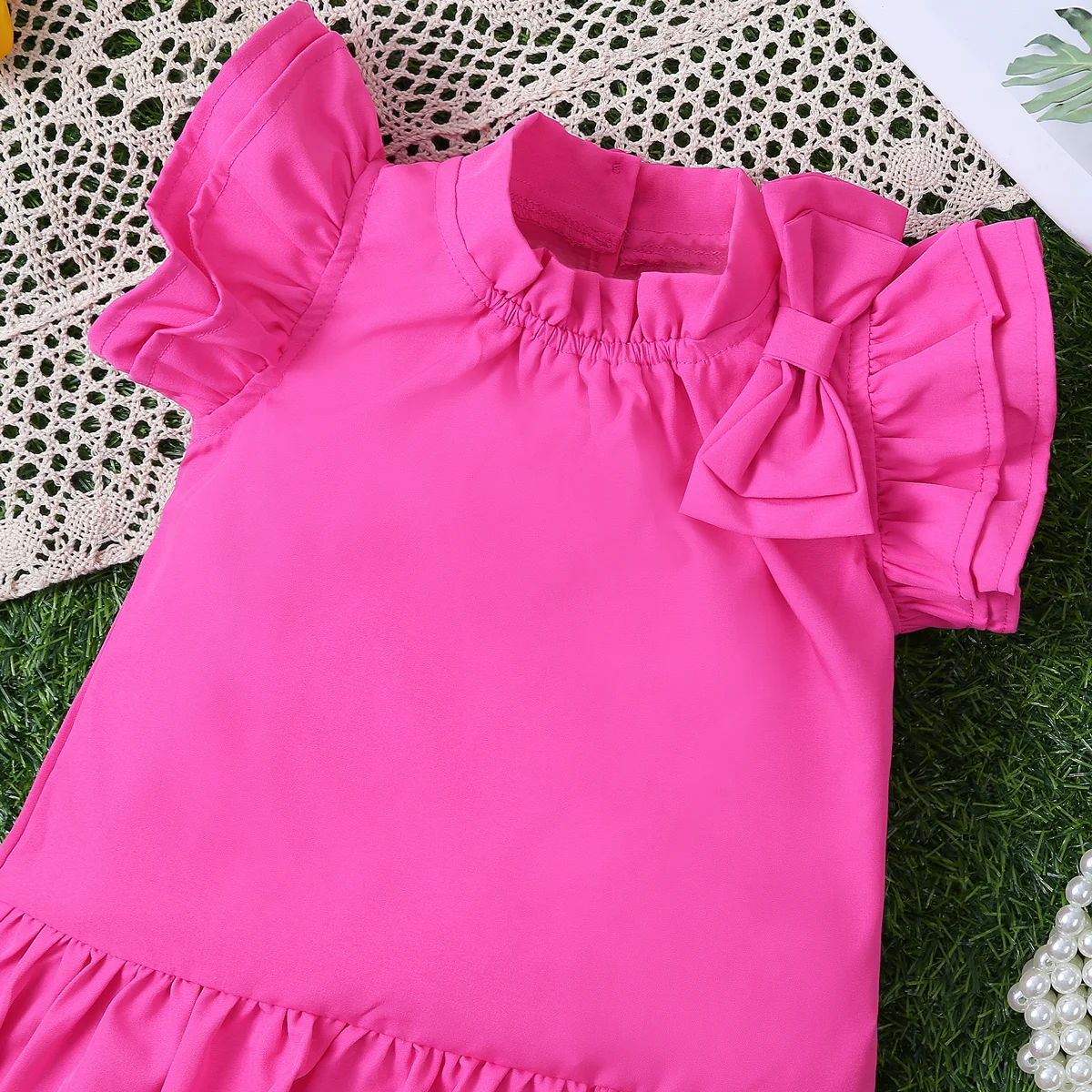 Vestido de princesa en encaje con mangas voladoras para bebé - imagen 3