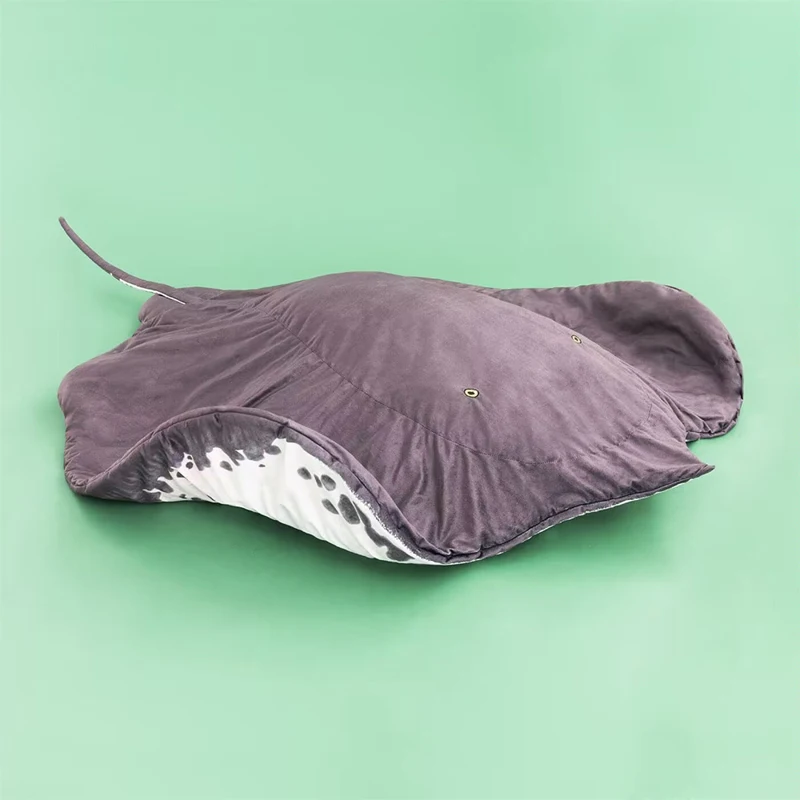 Manta de peluche realista pez rayo para habitación y siesta