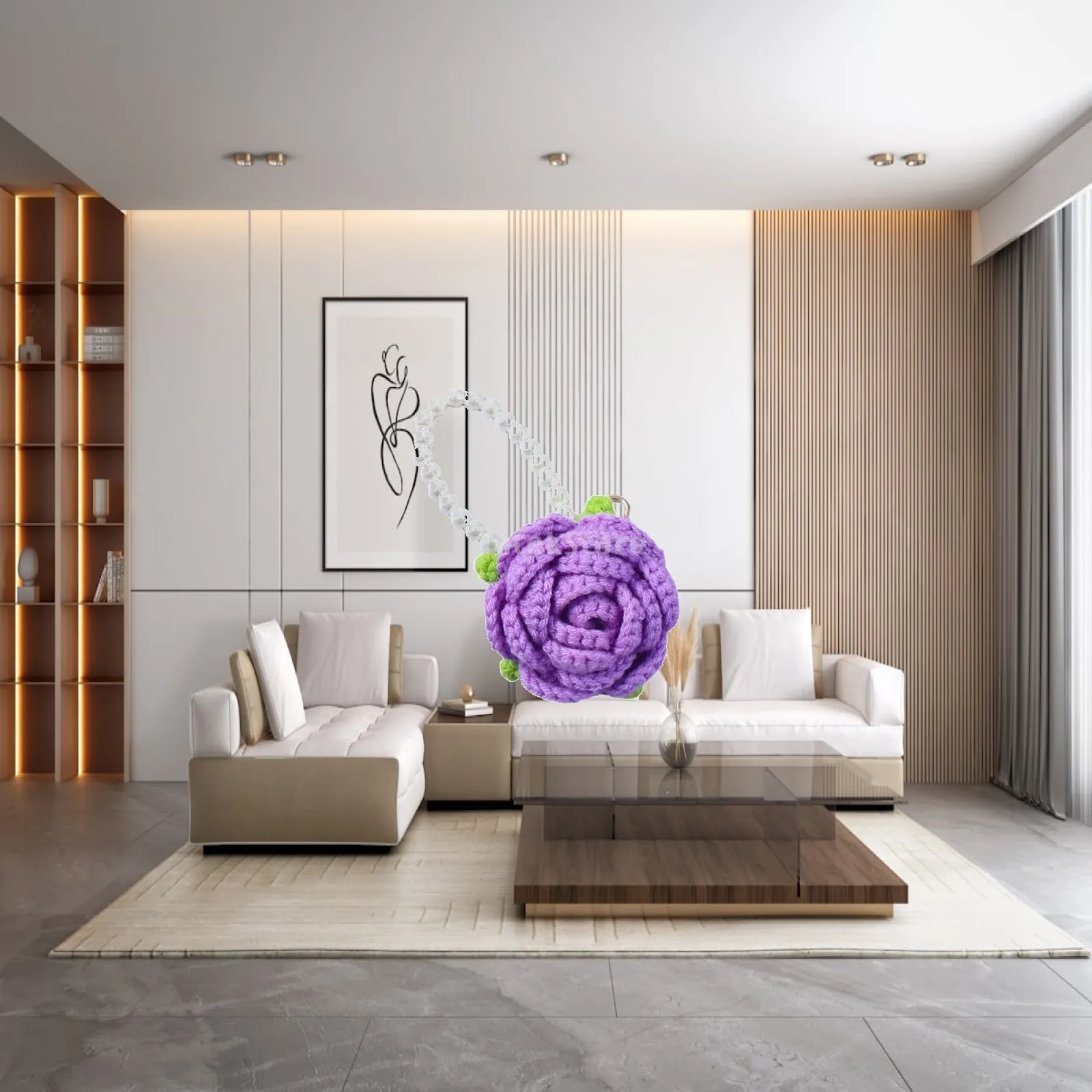 Wollen Roos llavero infantil con flor de peluche colgante - imagen 5